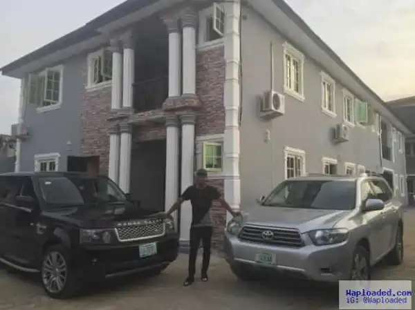 Nigerian football star builds new houses & buys a Range Rover (photos)